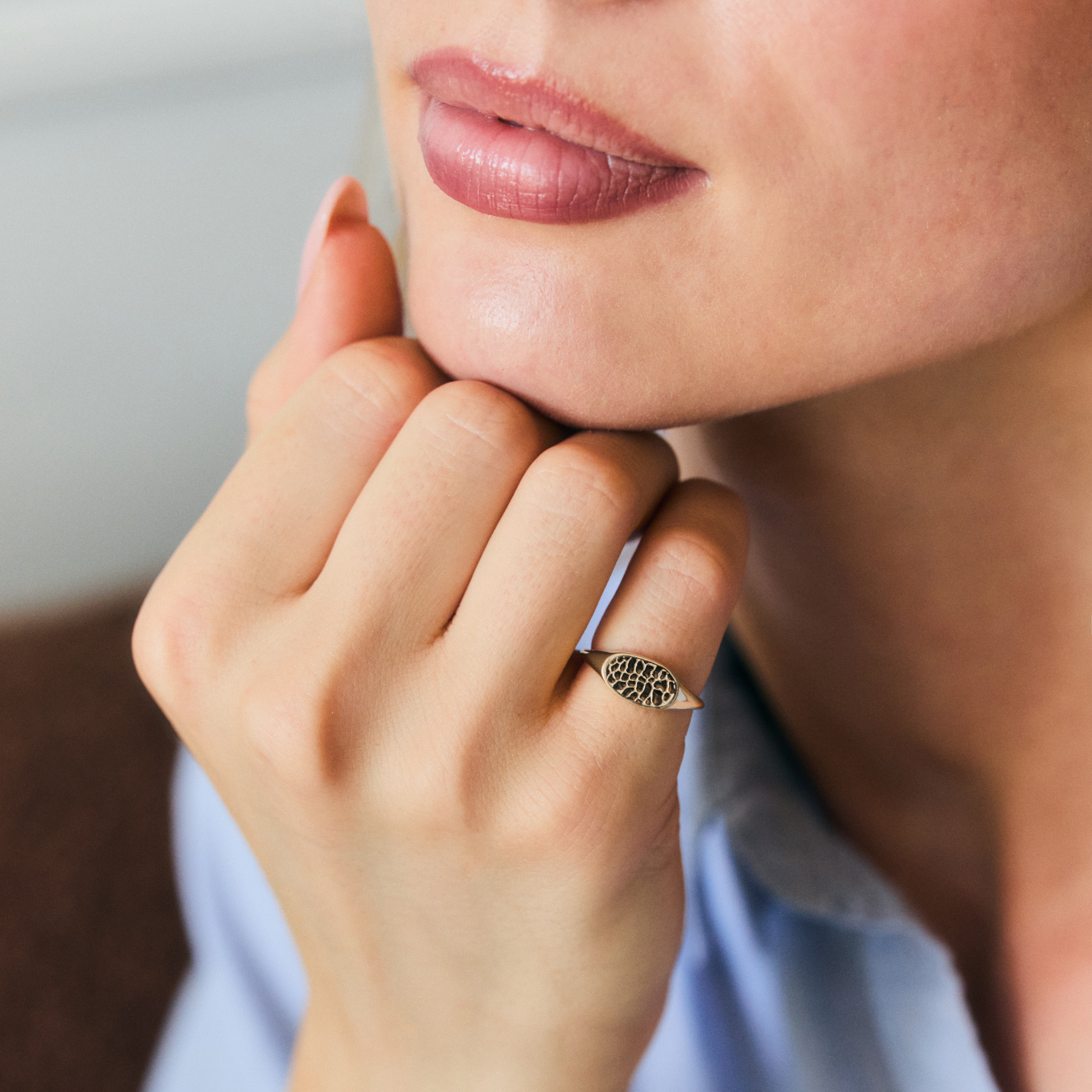 Custom Made Treasured Dog Nose Print Signet Ring Secondary image