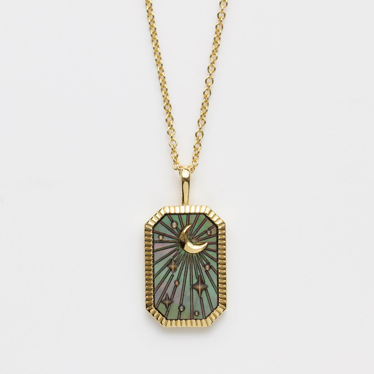Black Mother Of Pearl Tarot Card Engravable Necklace