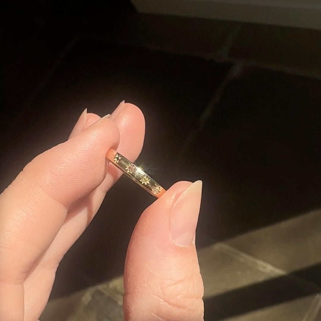 Custom Made Birthstone Star Set Band