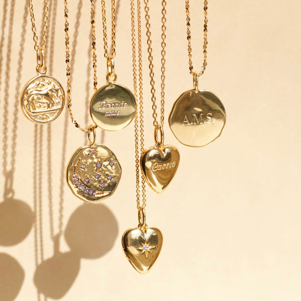 Treasured Star Set Diamond Engravable Coin Pendant