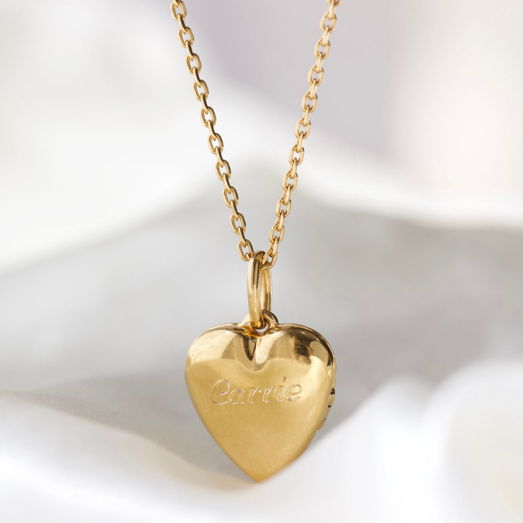 Diamond Star Set Engravable Heart Locket