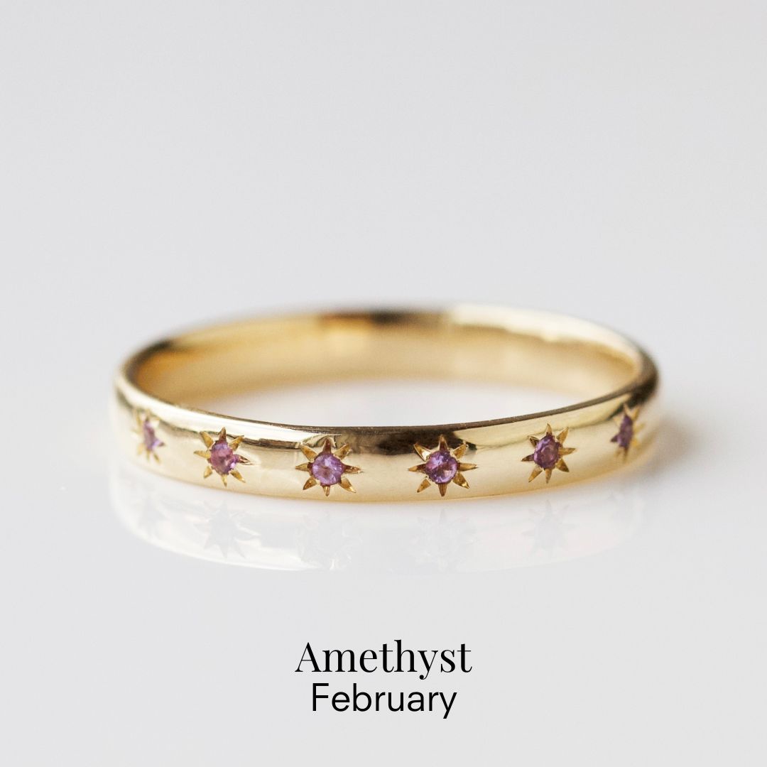 Icon Star Set Birthstone Band Ring