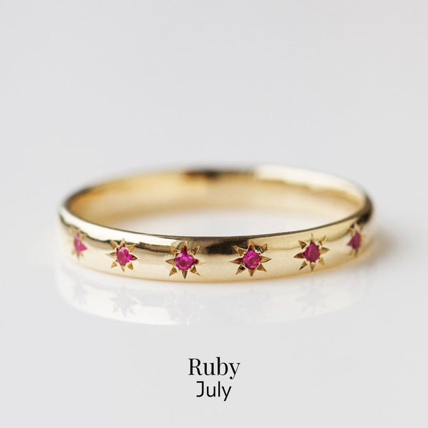 Icon Star Set Birthstone Band Ring