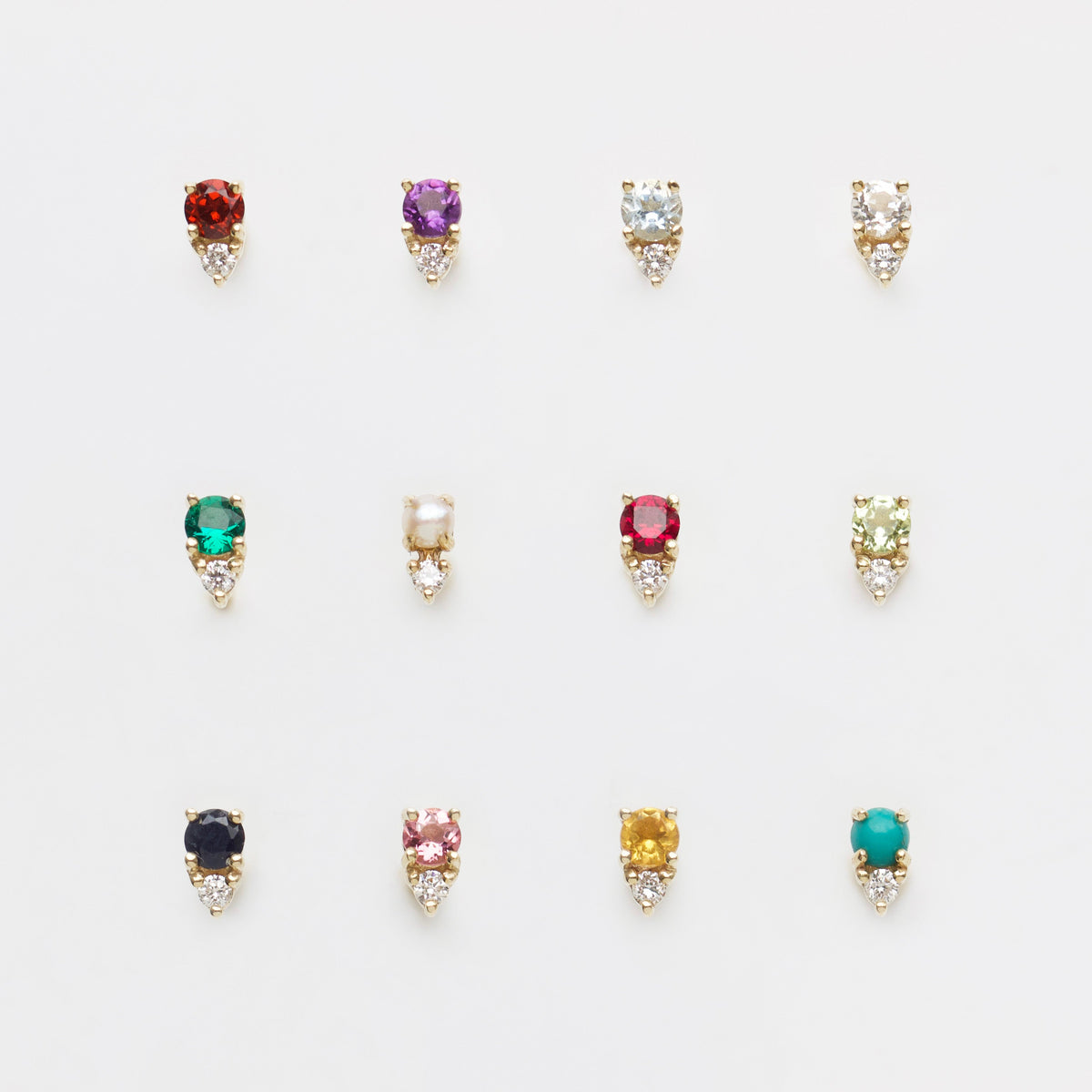 Birthstone & Diamond Stud Earrings Main image