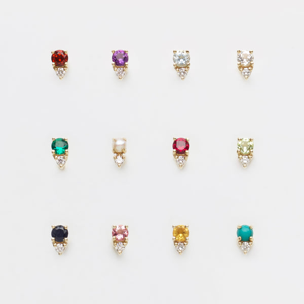 Birthstone & Diamond Stud Earrings
