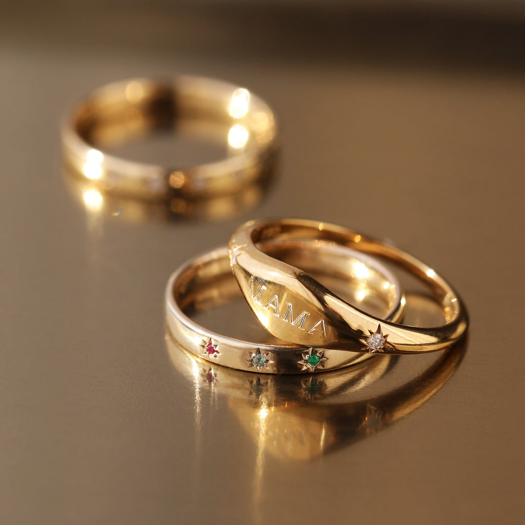 Custom Made Birthstone Star Set Band
